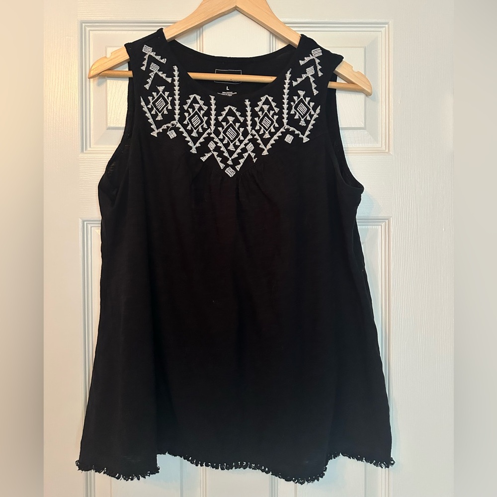 Sonoma Black Embellished Sleeveless Tank Top